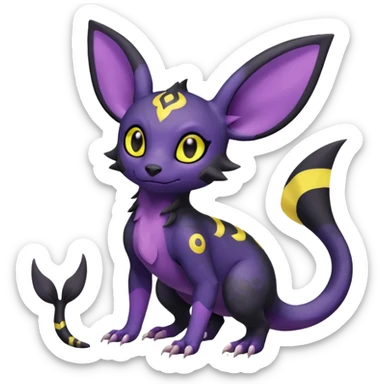 Rare exotic cute epic esthetic Salandit-Umbreon-Noibat-species-Fakemon-hybrid-creature, with markings, full body sticker