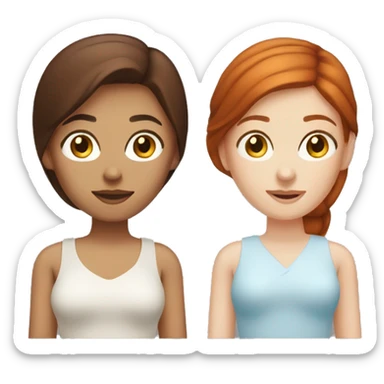 A red hair caucasian woman with blue eyes and a dark brown hair woman, Caucasian with brown eyes sticker