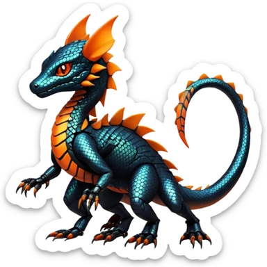 Modern Futuristic Scaly IridescentCyber-Salandit-Litten-Hybrid (Full body) sticker