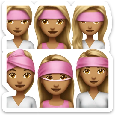 Medium skin girl  long straight hair Pink satin sleep mask sticker