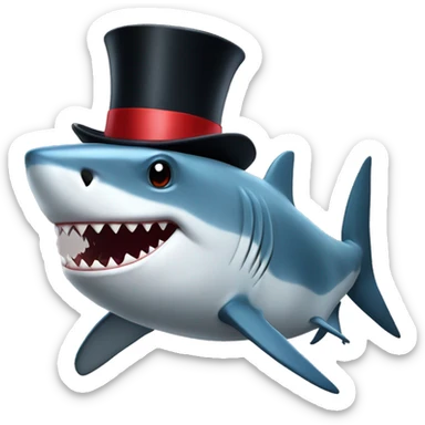 Shark with a top hat sticker
