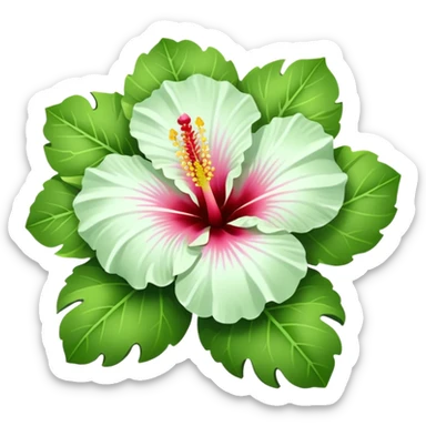 Hibiscus flower white and light green  sticker