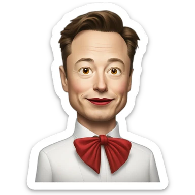 elon musk with clown red nose sticker