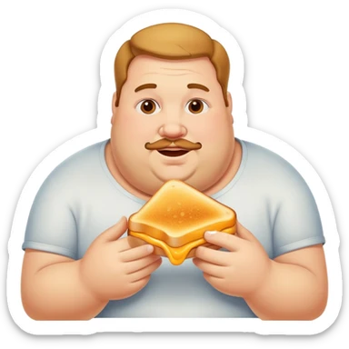 A fat man with a really big butt eating grilled cheese sticker