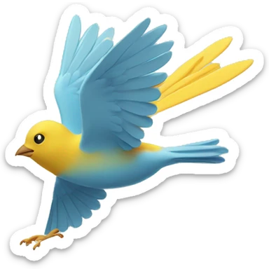 yellow bird flapping its wings through the clear blue sky sticker