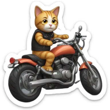 cat riding a motorcycle sticker