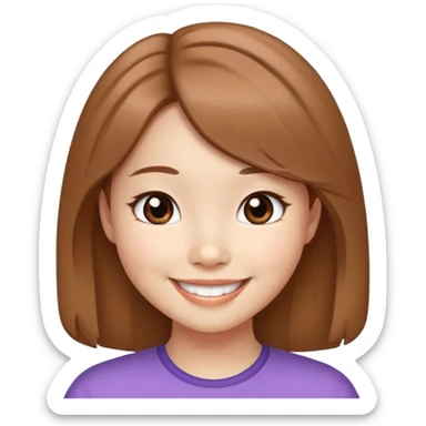 a grile with smile dimples and light brown hair and Asian eyes white skin sticker