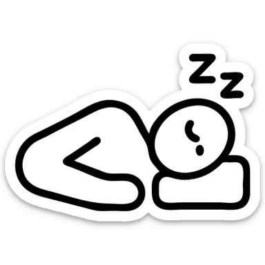icon of a person resting on their side in REM sleep, simple and clear, closed eyes, gentle motion lines sticker