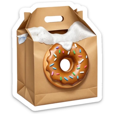 donut in paper bag sticker