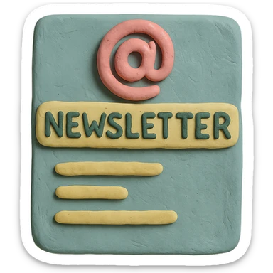 matte plasticine claymation style newsletter icon with visible fingerprints and pastel colors sticker