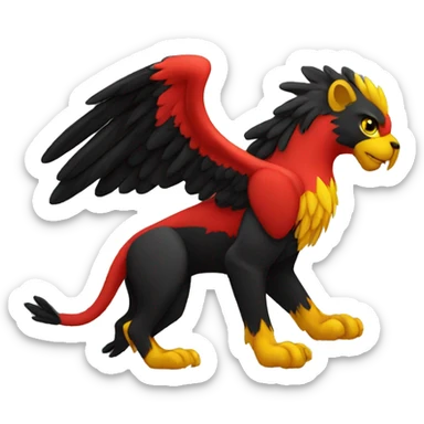 griffin that is red black and yellow sticker