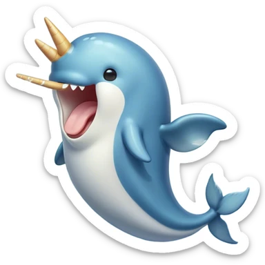 Cinematic Cute Yawning Cute Narwhal Portrait Emoji, Head tilted slightly with a dramatic, wide-open yawn, showcasing a streamlined, elegant body with a gracefully curling tusk and sleepy, half-closed eyes, Simplified yet irresistibly adorable features, highly detailed, glowing with a soft, cozy oceanic glow, high shine, relaxed yet expressive, stylized with a hint of whimsical marine ease, soft glowing outline, capturing the essence of a drowsy yet affectionate cute narwhal that appears ready to stretch and yawn its way out of the screen! sticker