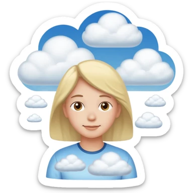 person with clouds sticker