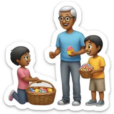 person giving candy to their grandchildren sticker