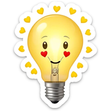 a yellowish lightbulb with hearts, with no face sticker