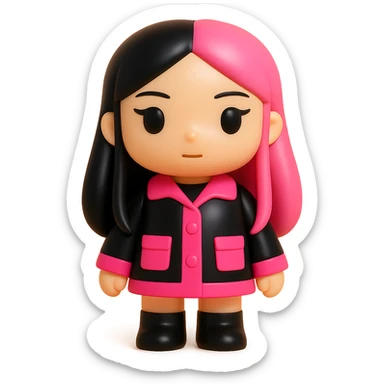 BLACKPINK-inspired gothic jacket, no hearts, glossy and bold, black and pink colors sticker