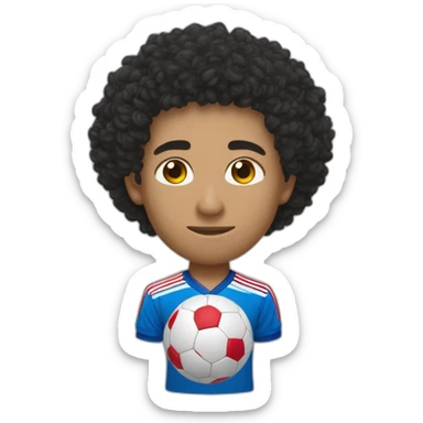 un algérien cheveux noir bouclé  nez long qui porte le maillot de foot du japon avec ecrit "Le hout" dessus sticker