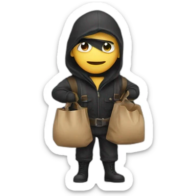The thief with a bag on his back sticker