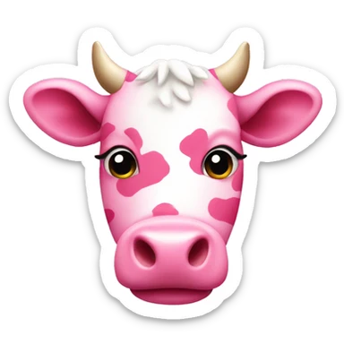 pink cow with heart spots sticker