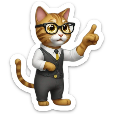 nerd cat pointing his finger towards the sky sticker