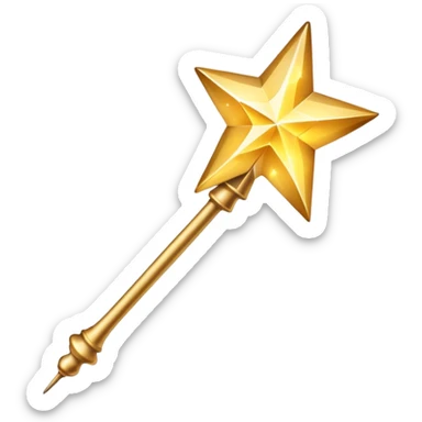 Sparkly magic wand with a star tip, casting magical sparks sticker