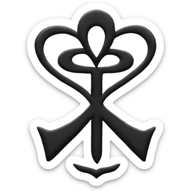 Black heart shape with ankh in the center sticker