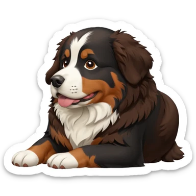 Generate a Bernese Mountain Dog that is just taking care of physiological needs sticker