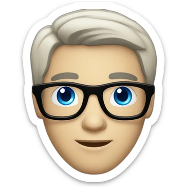 a white guy with black hair and blue eyes wearing glasses sticker