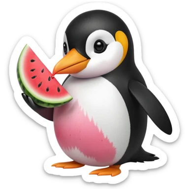 penguin eating watermelon sticker