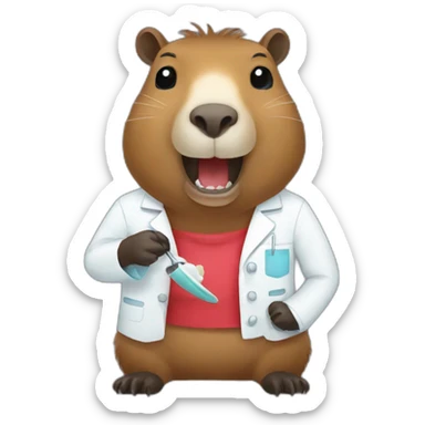 dentist-capybara-eating sticker