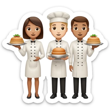 people in waiter uniforms sticker