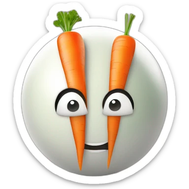 3d sphere with a cartoon beautiful carrots Evoker skin texture with courageous eyes sticker