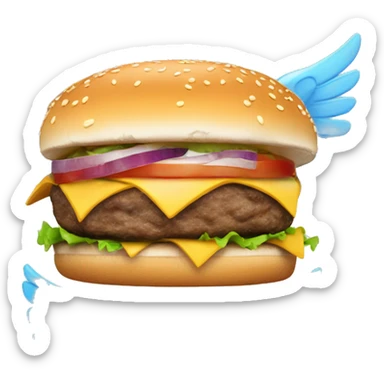Burger with blue halo above it and angel wings to it’s sides sticker