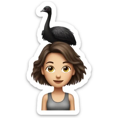 Brunette Girl on top of ostrich sticker