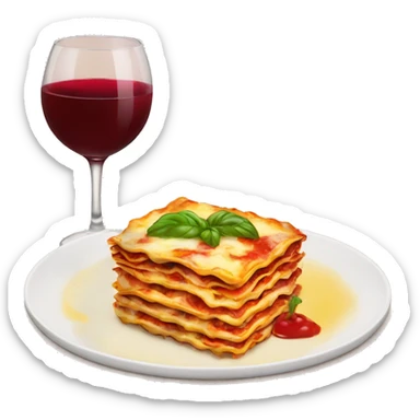 Lasagna and wine sticker