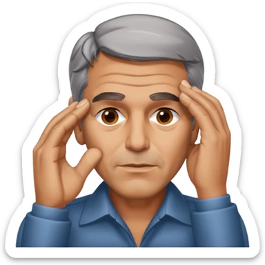 George clooney covering his eyes with his hand sticker
