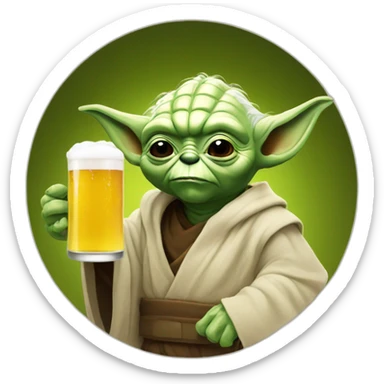 Yoda drink a beer sticker