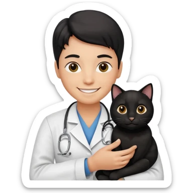 Veterinaria con un gato negro sticker