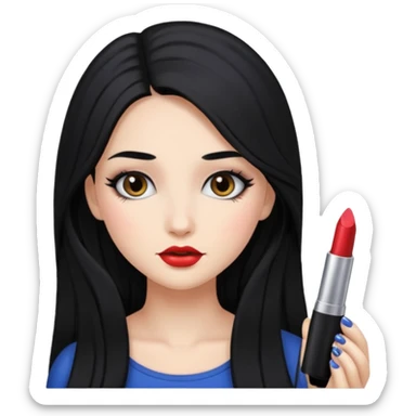 girl with long black hair and lots of makeup sticker