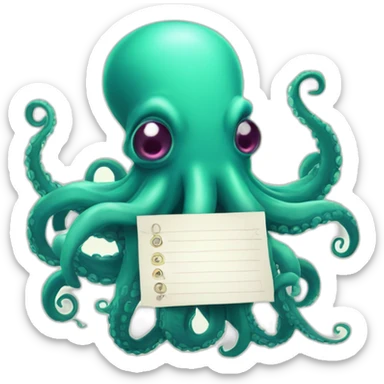 Cute kraken Holding a Sign in his tentacles sticker