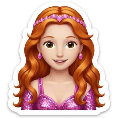Venus, Goddess of Love from Gods and Goddesses with long ginger hair, pink sequin outfit sticker