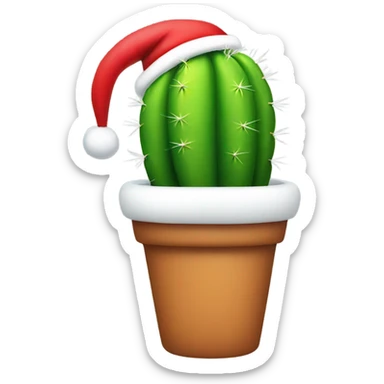 Rainbow cactus with Santa hat sticker