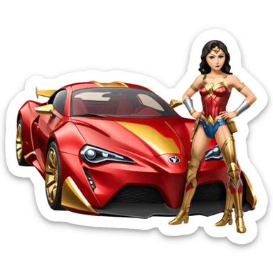 Wonder Woman C-3PO muscular Toyota 86 hypercar sticker