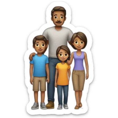 Family with 4, father, mother, teenager boy, small girl sticker