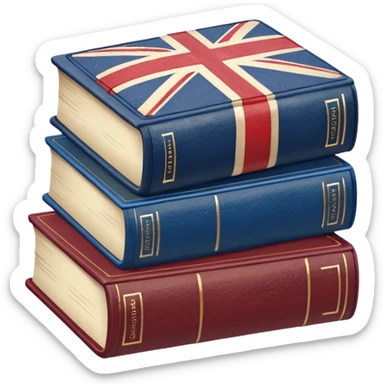 stack of books with the UK flag sticker