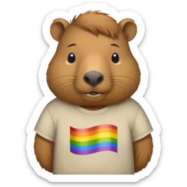 Capybara wearing a shirt that says GAY sticker