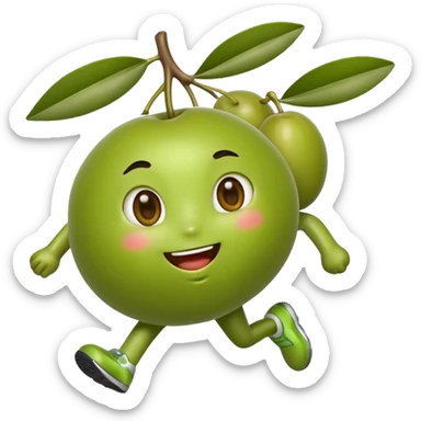 olive fruit running, cute sticker