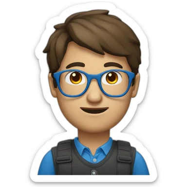 Homme brun aux yeux bleu avec lunette sticker