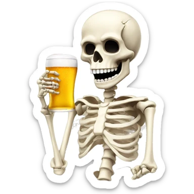 skeleton with beer sticker