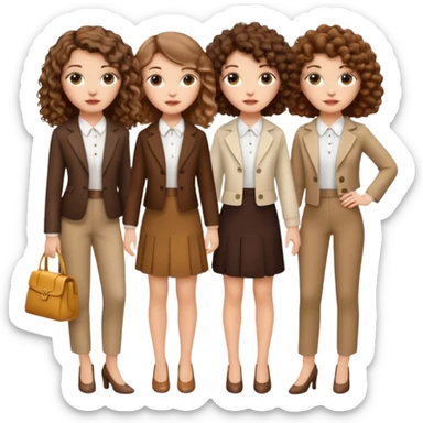 3 white girls, all of off this with brown hair but one whit straight one whit curly and one whit very curly(aesthetic)and chic clothes sticker